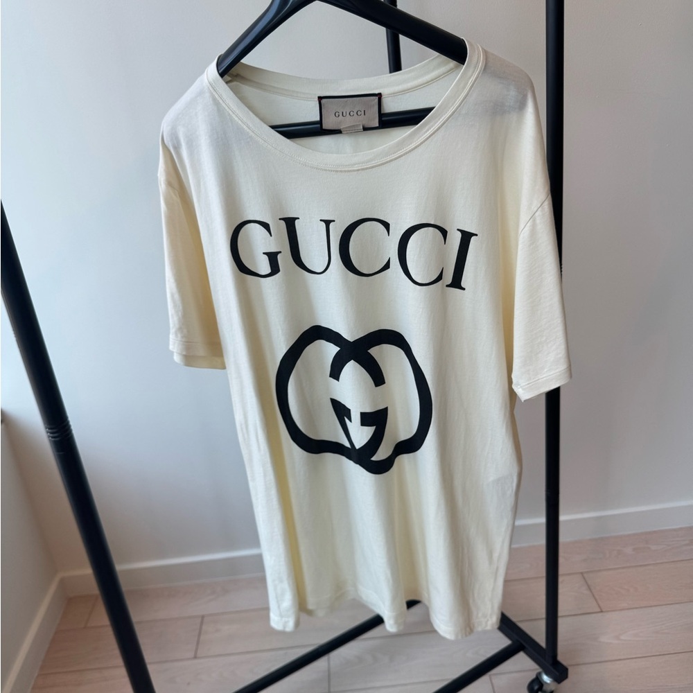 Gucci Beige Top with Black Design.  Worn ONCE!!